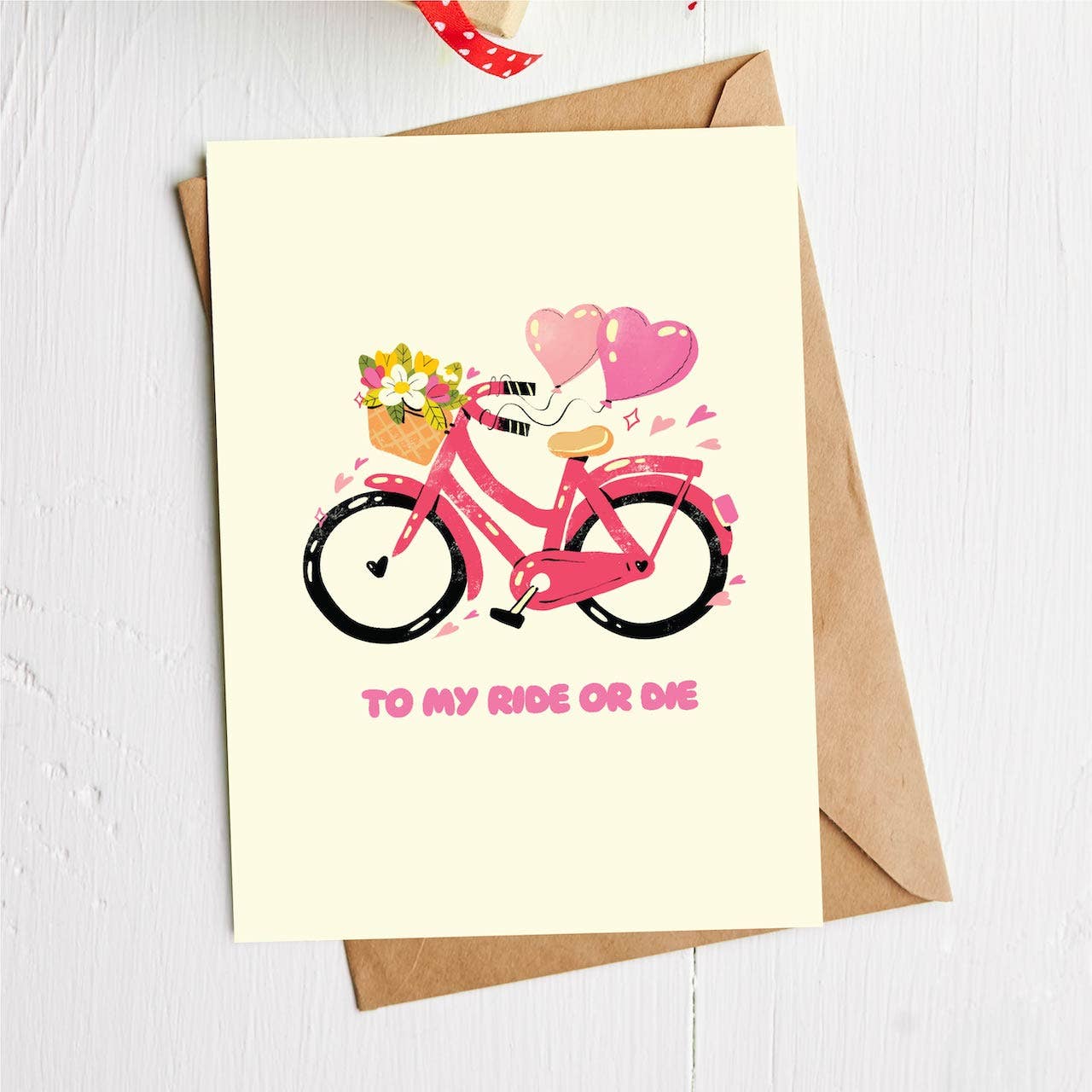 "To My Ride or Die" Heart Bicycle Greeting Card