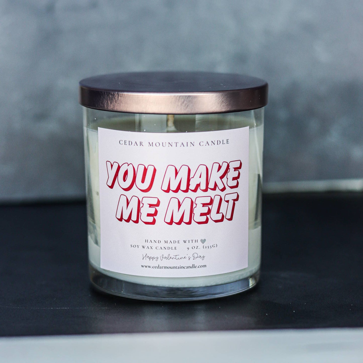 You Make Me Melt - Valentine's Day Soy Candle - 9 oz Jar: Rose gold lid / Starfruit & Mandarin